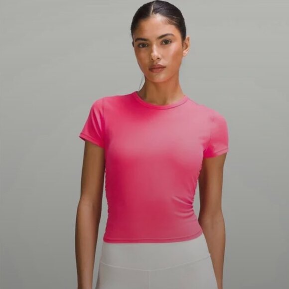 SOLD OUT lululemon All It Takes Nulu Short Sleeve Crop Top in Lipgloss - Picture 1 of 6